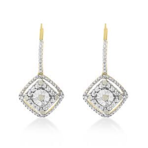 Haus of Brilliance Sterling Silver Art Deco Diamond Rose Dangle Earrings
